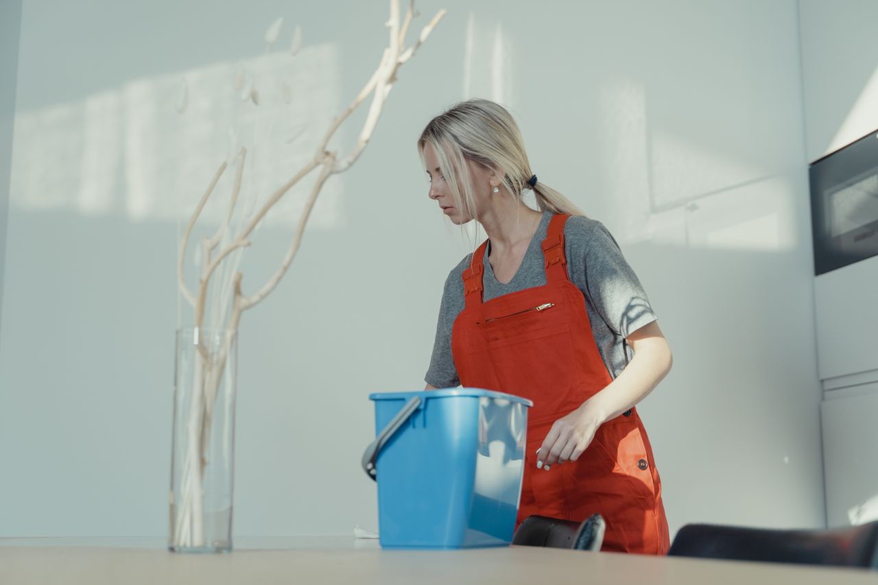 Professional cleaner during a general clean